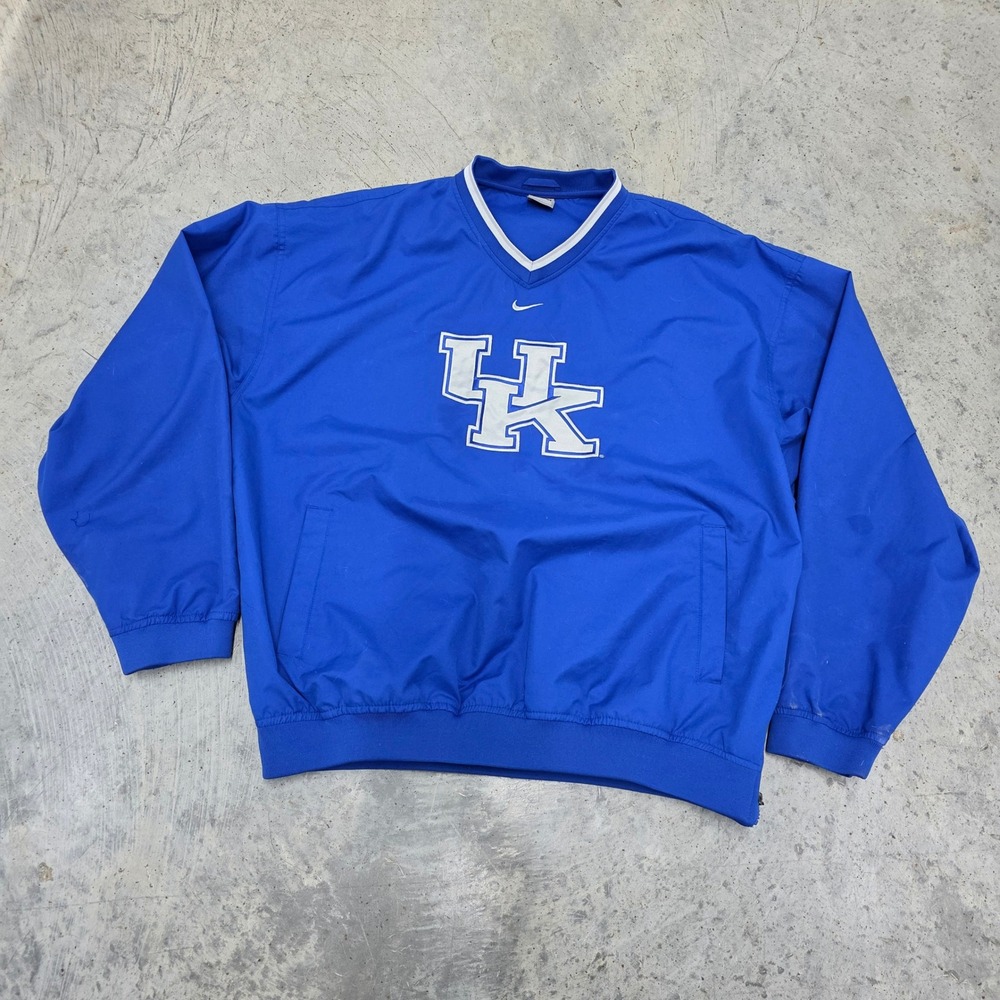 Nike Team Kentucky Wildcats Pullover Windbreaker Jacket Blue Mens XL‎ V-Neck UK